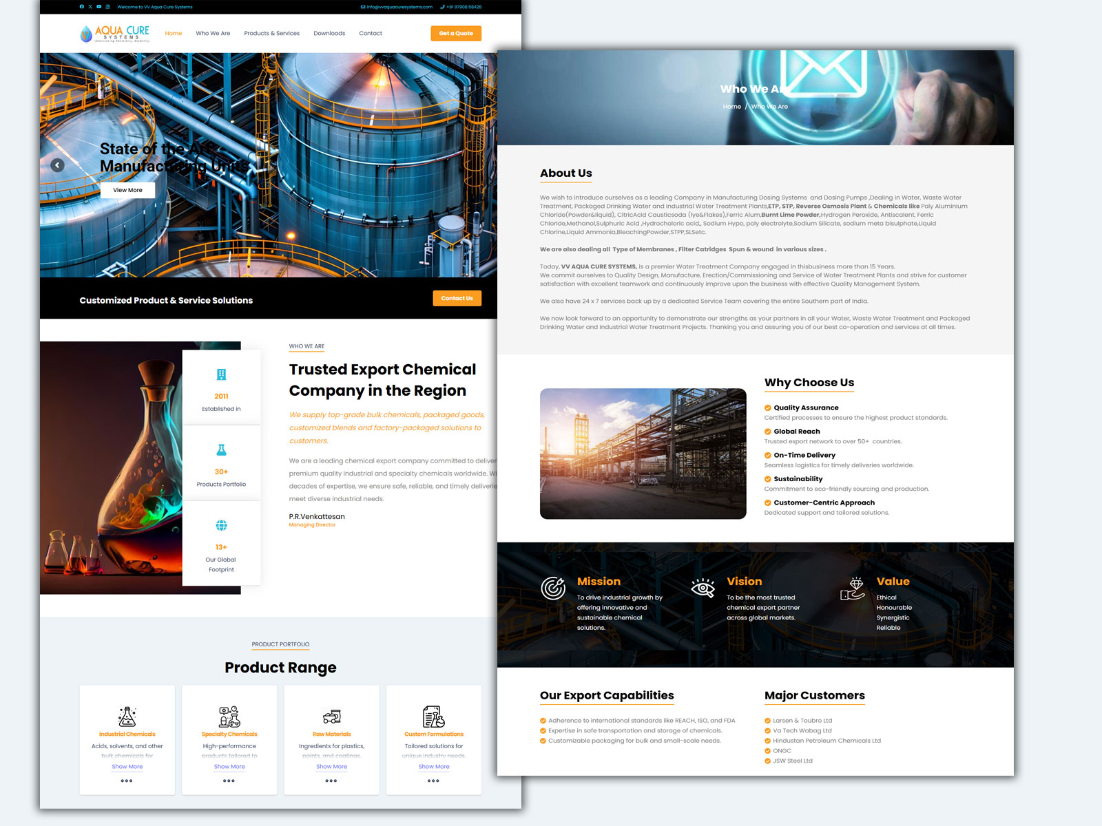 Website for Chemical Export Company