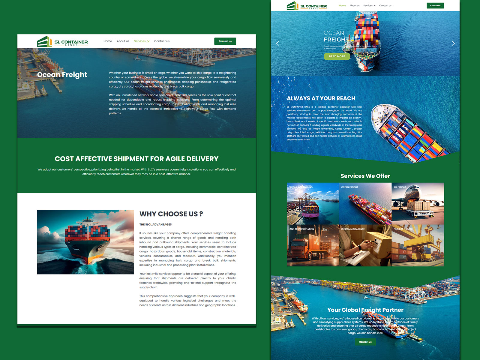 Website for shipping & logistics Company