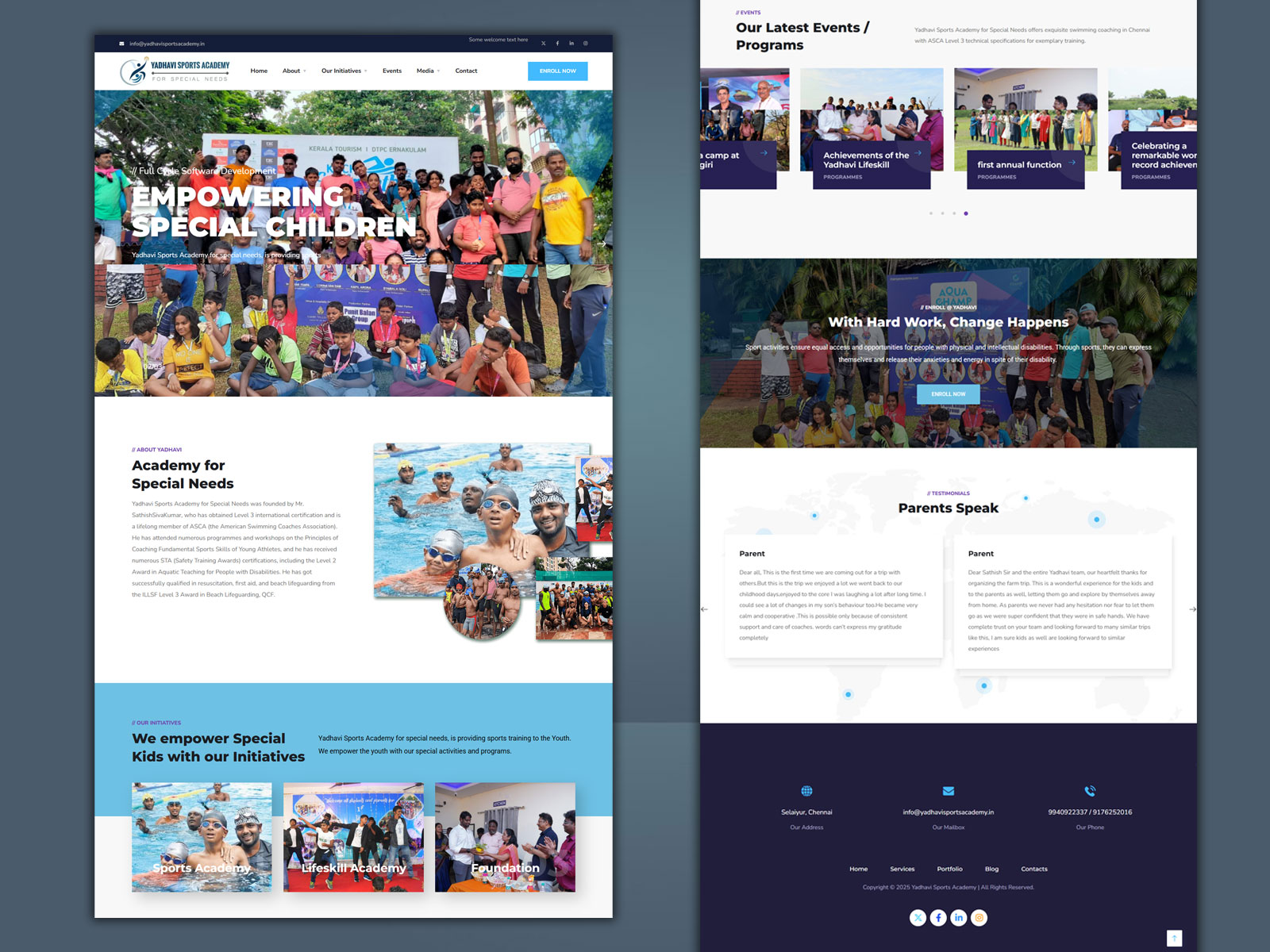 Website for Swimming Academy